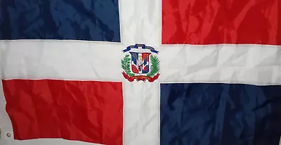 Dominican Republic Embroidered Flag Banner Approx 58  X 36  *Small Dot Wrinkled • $15