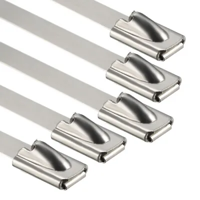 50pcs 24 Inches Stainless Steel Cable Zip Ties Multi-Purpose Metal Exhaust Wrap • $19.04