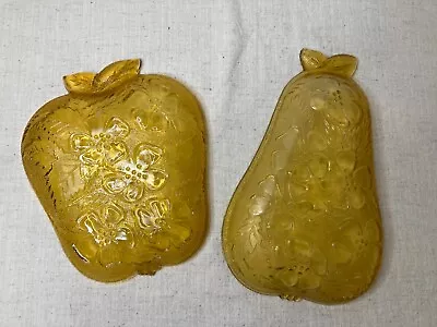 Vintage Amber Glass Indian Glass Fruit Shaped Decorative Dishes- Set Of 2 • $24