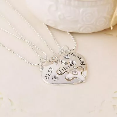 Jewelry Crystle Friendship 3pcs/ Set Pendant Necklace Heart Shape Best Friends • $3.50