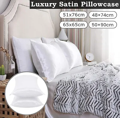 2x Luxurious Silk Satin Pillow Cases Pillow Slip Standard/Queen/King/Euro Sizes • $9.99