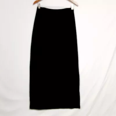 Chico's Travelers Side Slit Women Maxi Skirt Size 1/M Black Acetate • $20.50