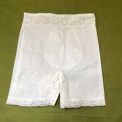 80s Vintage Lady Celia White Firm Shaping Shorts Girdle With Lace Size L • $24