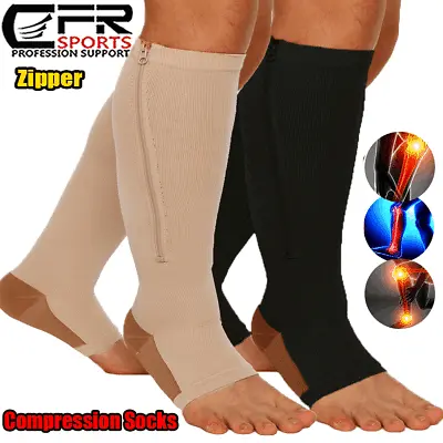 Copper Zipper Compression Socks Support Graduated Stockings Mens Women 20-30mmHg • $6.82