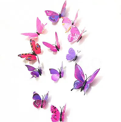 12pcs 3D Butterfly Wall Decals Stickers Magnet Home Decor DIY Art • £2.80