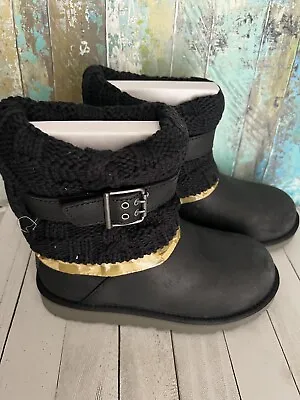 UGG Australia Leather K Cambirdge Black US Size 3 Youth Small Child Girls Boots • $49.99