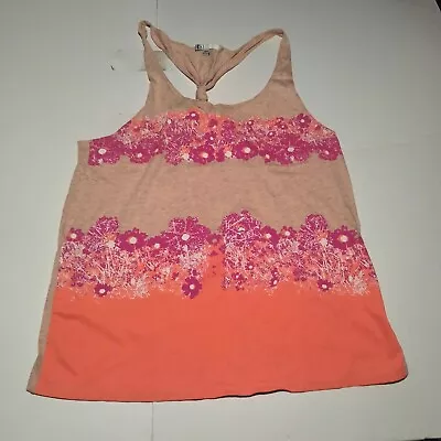 Volcom Orange Pink Floral Tank Top Large Women's • $8.99