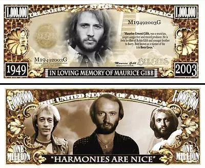 Bee Gees! Maurice Gibb - Note Banknote Collection 1 Million Dollar US! Disco • $3.83