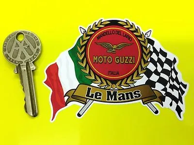 MOTO GUZZI LE MANS Flags & Scroll Helmet Or Motorcycle Sticker V7 T3 • $3.16