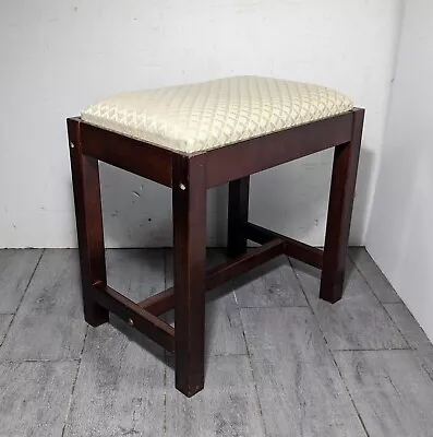 Vintage Petite Solid Wood Upholstered Vanity Bench Stool - Cherry/Mahogany • $112.50