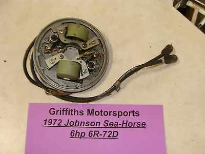 1972 JOHNSON Outboard 6HP Sea-Horse 6R-72D Points Plate Ignition Coils Wires • $124