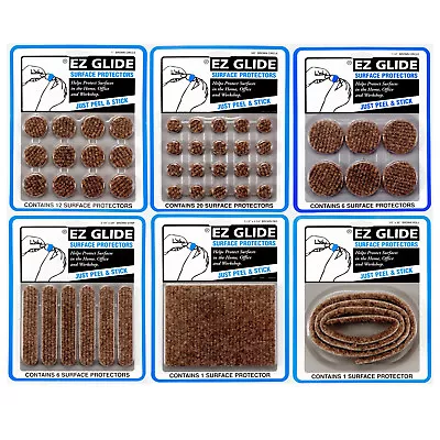 $7.45 • Buy EZ Glide Peel & Stick Wood Floor Surface Protectors Brown Circle Strip Pad Roll