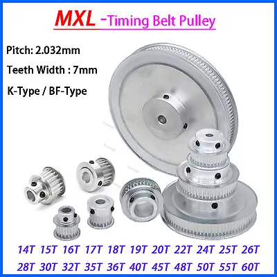 MXL 14-60T Timing Belt Pulley Pitch 2.032mm BF-Type Drive Pulley Tooth Width 7mm • $2.59