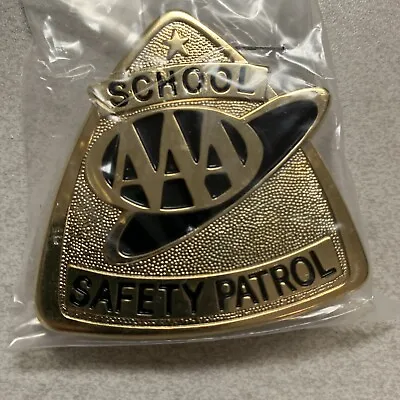 New Vintage AAA School Safety Patrol Metal Badge Pin Gold Plated Sealed • $20