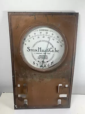 Vtg 1930's Stein Hall Ny Starch Advertising Metal Thermometer Sign / Calendar • $40