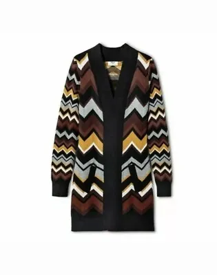 Missoni For Target Zig Zag Stripes Long Sleeve Sweater Cardigan Brown Size M • $22.49