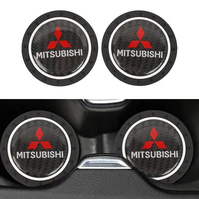 $12.88 • Buy 2PCS Universal MITSUBISHI Silicone Carbon Fiber Car Cup Holder Pad Mat Anti-Slip