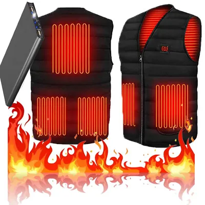 $23.59 • Buy Heated Vest Warm Jacket Winter Electric USB With 10000Mah Battery Pack Heating