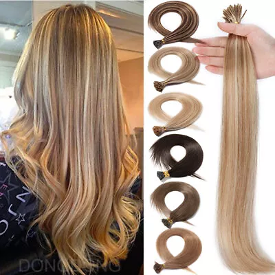 300 Strands Thick I Tip Hair Stick Glue Human Remy Hair Extensions 1g/s Ombre US • $43.21