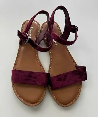 Rampage Burgundy Velvet Women's Flat Sandals 8.5M • $15