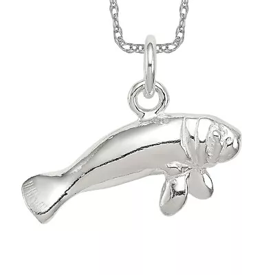 925 Sterling Silver Manatee Necklace Charm Pendant • $67