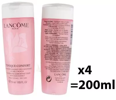 4 X Lancome Tonique Confort Hydrating Toner For Dry Skin 200ml (50ml X 4) • £22.99