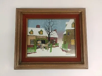 Framed Signed H. Hargrove Original Oil Painting Blacksmith & Horse 10x8 • $35