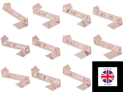 Happy Birthday Sash 16/18/21st/30/50/60/70  Birthday Girl Sashes Rose Gold Party • £1.49