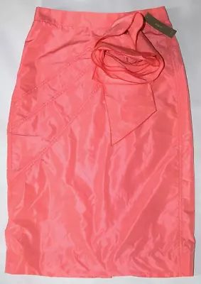 J. CREW Coral Pink Taffeta Rosette Fully Lined Pencil Skirt AK674 Womens 2 *NEW* • $17.99