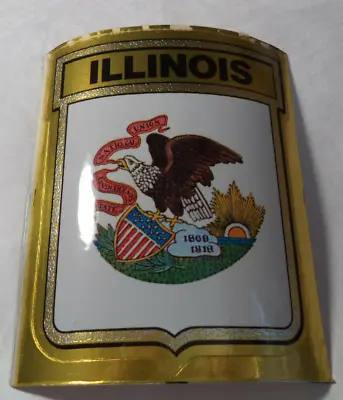 1972 ILLINOIS Sticker State Flag Medallion Vintage Gulf Oil 3  X 4  Premium • $5.99