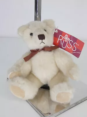 Vintage Russ Berrie Teddy Galvin 24676 Soft Plush Jointed Poseable Small Ivory • £9.99