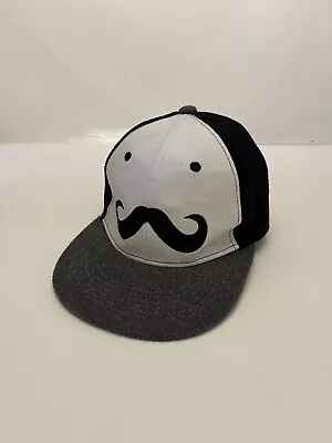 Mustache White Black And Gray Baseball Cap Embroidered Cotton Adjustable Dad Hat • $12.59