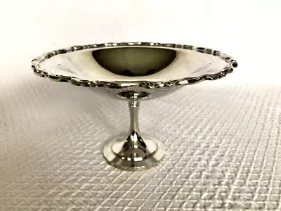 Vintage Oneida Silver Plate Scallop Edge Footed Pedestal Compote Bowl Candy Dish • $10