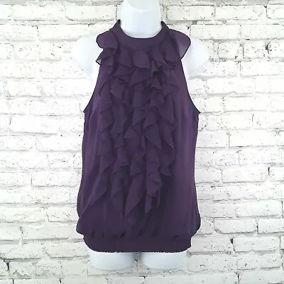 Mossimo Blouse Women's Small Top Sleeveless Purple Ruffles Target Elastic Waist • $11.19