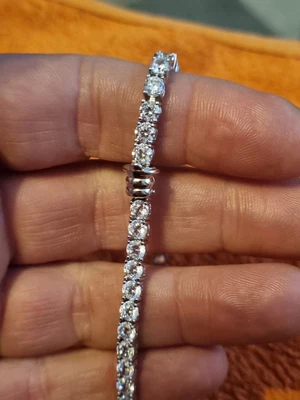 £4.20 • Buy Stunning 925 Sterling Silver Cubic Zirconia Bracelet Unusual Unique 8 Inch Lot A