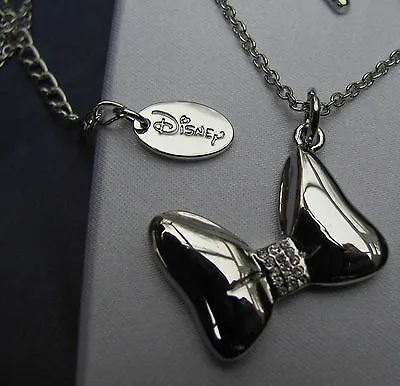 Minnie Mouse Necklace Bow Pendant Necklace Genuine Disney Item With Box. Etched  • £12.99