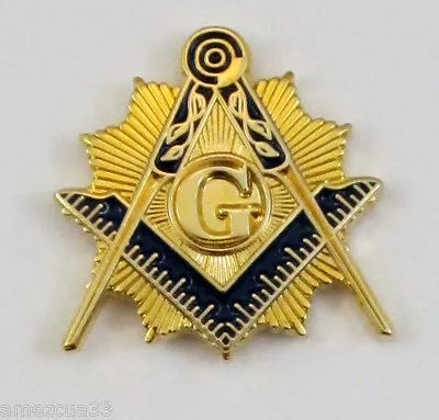 Master Mason Sun Splendor Lapel Pin Golden Finish • $6.99