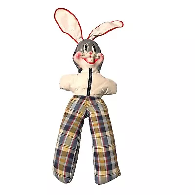 Bugs Bunny Vinyl Plastic Face Stuffed Animal Plush Toy Plaid Pants 24  Vintage • $49.98