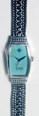 Vintage SADDLE RIVER Ladies Sterling Silver Turquoise Color Face Watch NIB • $34