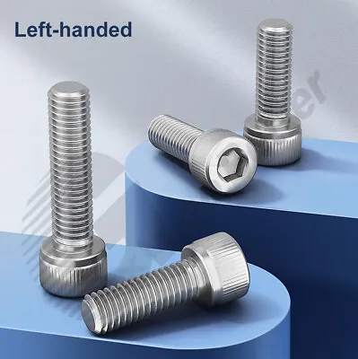Left-Hand Thread Socket Head Screws A2 Stainless Steel M3~M12 Full Thread Bolts • £2.99