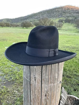 $250 • Buy Stetson 4X Black Tom Mix Gus Western Cowboy Hat 7 ⅝ 