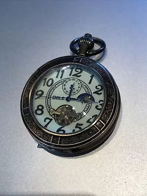 OGLE Pocket Watch Automatic Display Back With Moon Phase Filigree Antique Brass • $65