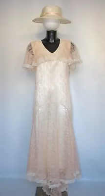 Ladies Peach Early 1900’s 20’s 30’s Costume Fancy Dress Edwardian Uk 12-14 • £39.99