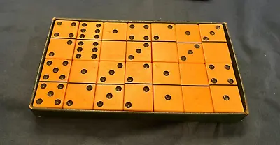$63 • Buy Antique Complete Domino Set, Butterscotch Bakelite In Original Box