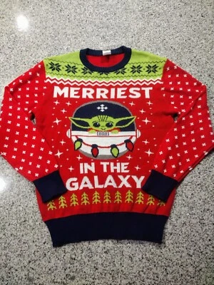 $26.59 • Buy Star Wars Mandalorian Ugly Christmas Sweater Baby Yoda Grogu Mens Sizes NEW