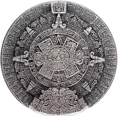 South Korea 2 Oz Silver Aztec Sun Stone Stackable Stunning Coin • $174.99