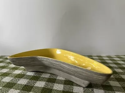 Vintage Mid Century Boomerang Atomic Ceramic Candy Trinket Dish Yellow Rare • $40