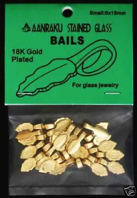Genuine Aanraku SMALL 18K GOLD Plated LEAF Glue On Bail Pack Of 25 • $18.99