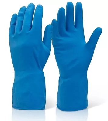 2 Pairs Blue Rubber Gloves Long Sleeve Household Washing Up Kitchen Cleaning • £4.99