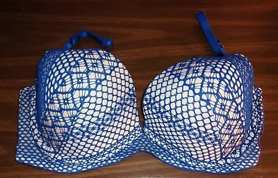 Victoria Secret Very Sexy Lightly Lined Plunge Bra - Royal Blue/Beige Lace 36DDD • $16.92